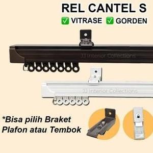 Rel Vitrase Fullset Batang Gorden Tiang Kotak Besi Gorden - Rel Vitrase
