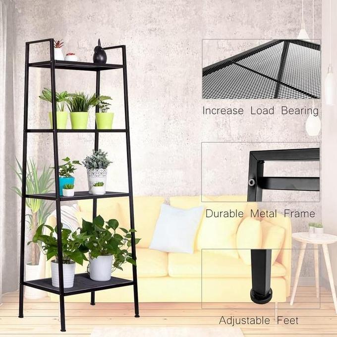 AZBOMO BM-Besi 5L Tingkat Rack Metal Tempat Penyimpanan Serbaguna Rak Susun Besi Putih&Hitam Storage