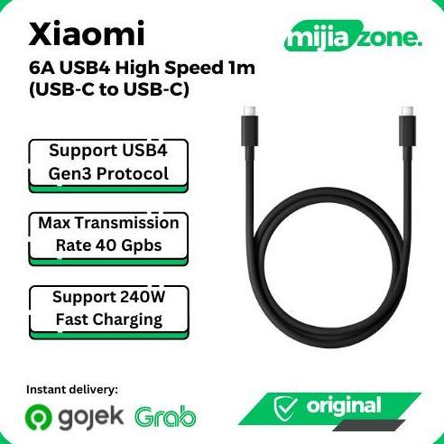 XiaoMi 6A USB4 Braided High Speed USB Cable USB-C to USB-C 1m Fast Charging Kabel Data