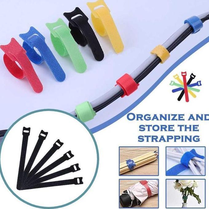 AZBOMO 50 PCS Kabel Ties Tali Ties Nilon Velcro Reusable Kabel Organizer