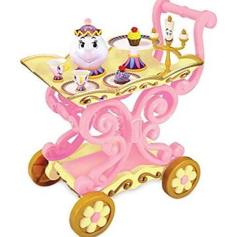 Disney Store Girl's Beauty and The Beast Tea Cart Set Includes Lumiere, Mrs Potts, Chip, Cake with