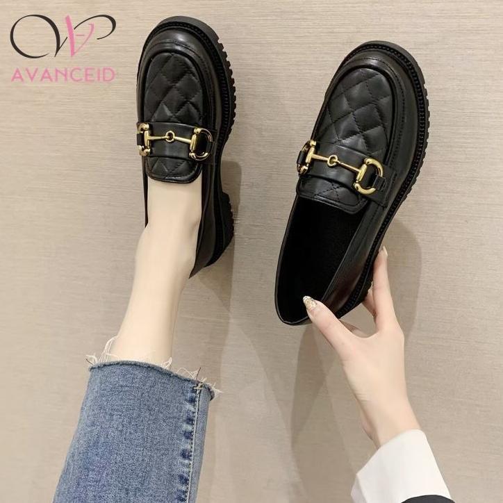 Wajib Punya Avanceid 1909 Loafers Sepatu Sneakers Wanita Kerja Docmart Hitam