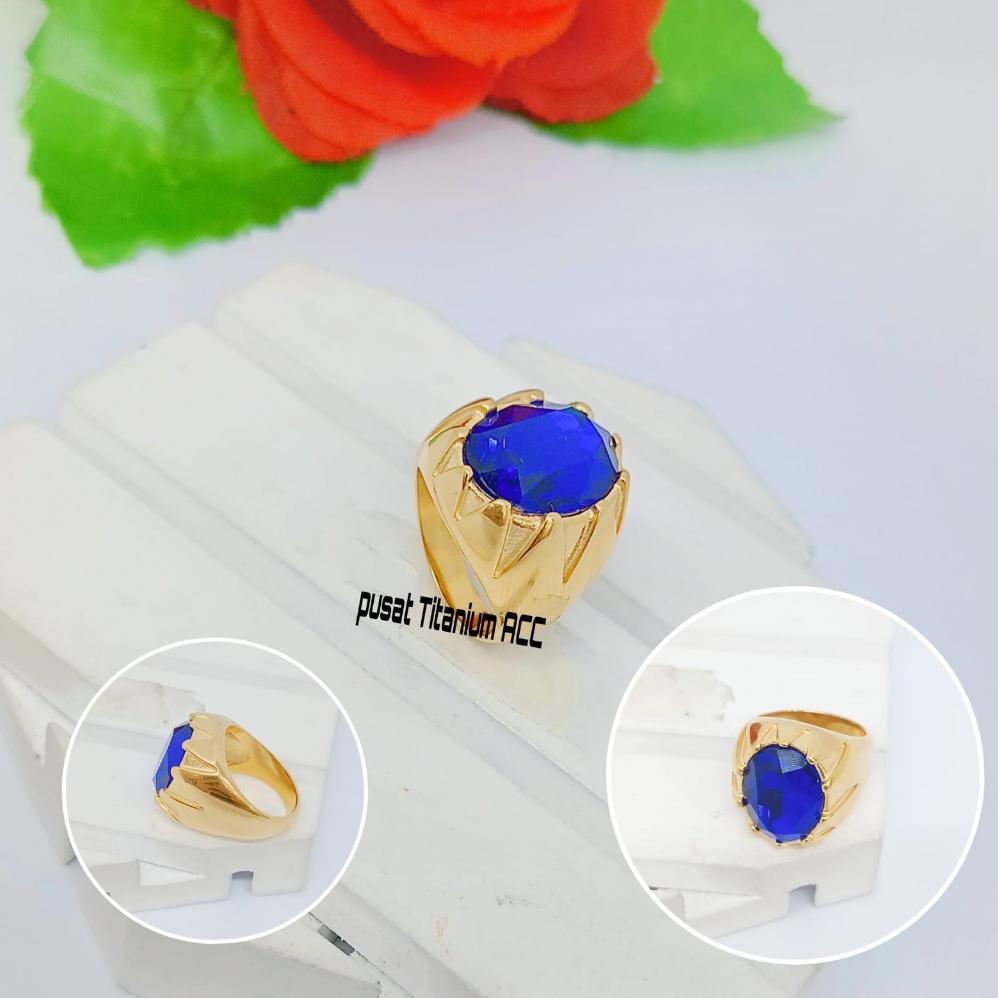 NEW CINCIN PRIA TITANIUM BATU OVAL RING MOTIF GERIGI COLLOR ANTI KARAT ANTI LUNTUR (COD) [terbaik][t