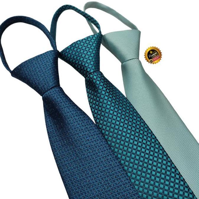 New  Dasi biru tosca dasi instan siap pakai dasi kantor pria dasi zipper