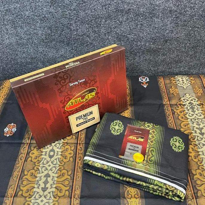 CUCI GUDANG - Sarung ATLAS PREMIUM 790 Jacquard Songket Black Edition