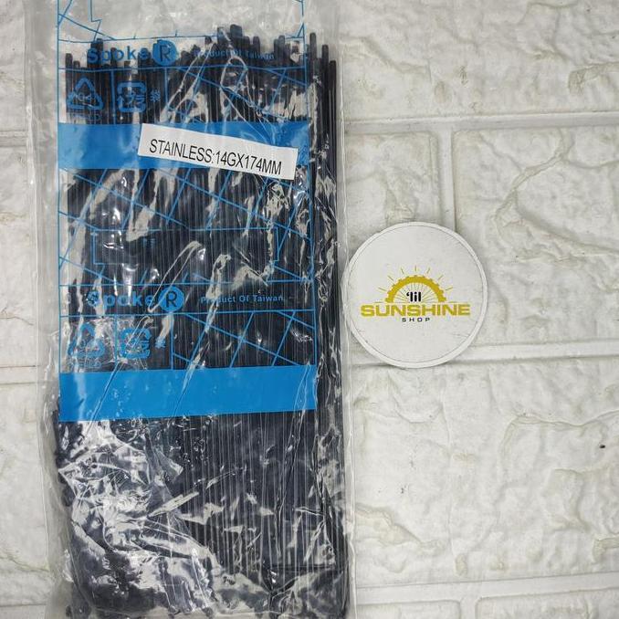 Ready Spoke Ruji Jari 174 STRUMMER STAINLESS BLACK 14G x 174mm Velg Rims Sepeda 20 Murni 406 Double 