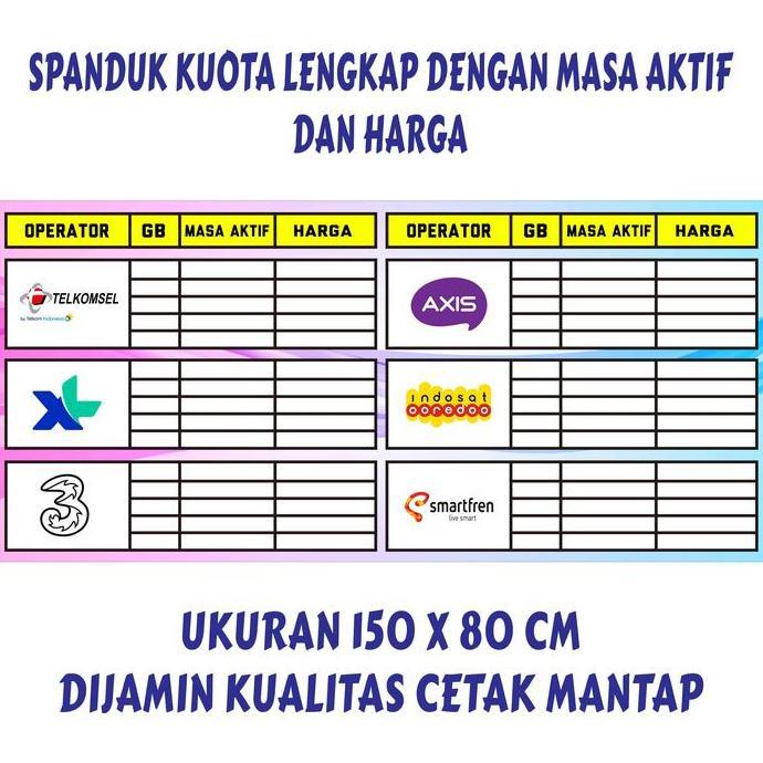 Spanduk Kuota - Spanduk Konter Pulsa Banner Kuota 150x80 murah