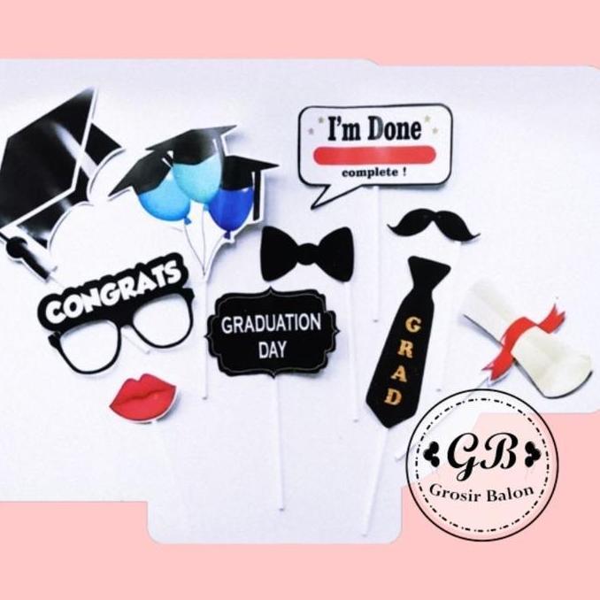 Ready !!! Photobooth PROPS tema GRADUATION WISUDA Kertas Stick / Photobooth Property Graduation