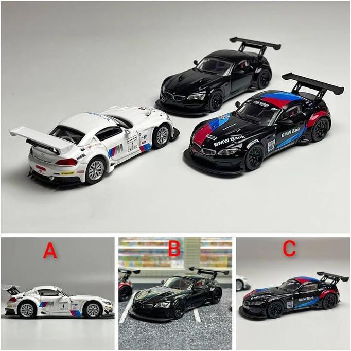 New  Maxwell 1/64 BMW Z4 GT3 Black White Diecast
