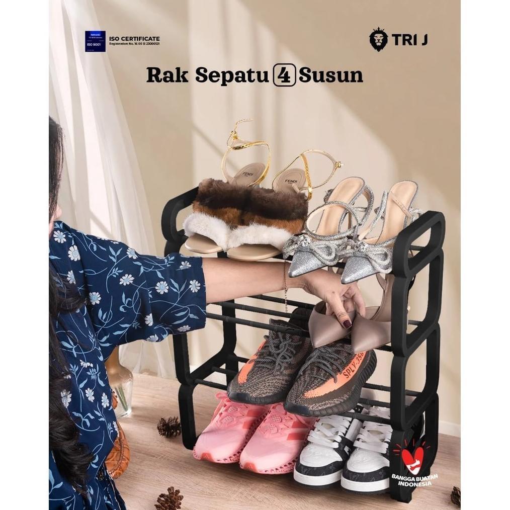 Harga Miring Aster Rak Sepatu Sandal 4 Susun Hitam Plastik