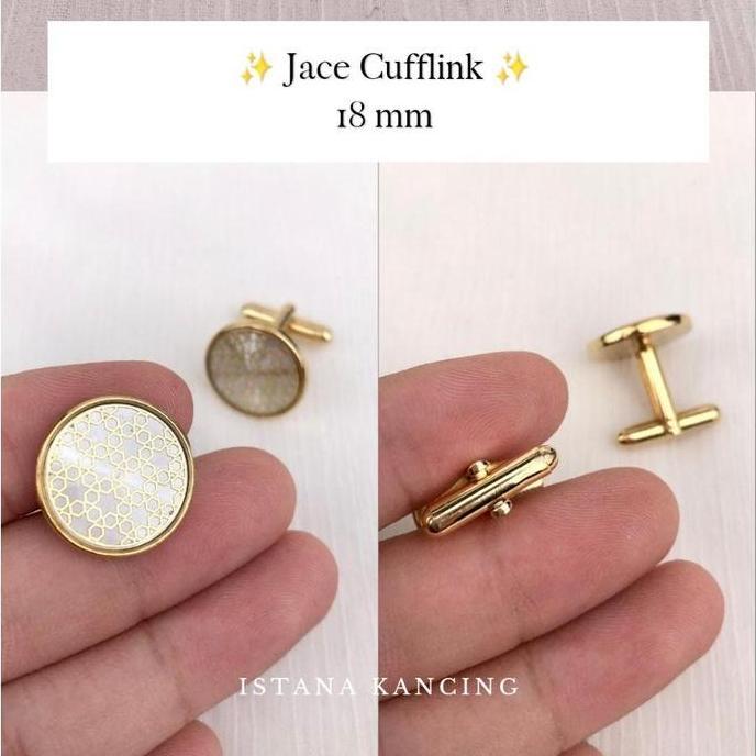 Cufflink Pria Mewah | Gold Stainless Steel Thobe Kabak | Jace Cufflink murah