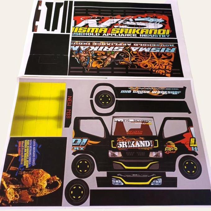 New  Lembar pola stiker truk oleng Srikandi hitam 2 lembar