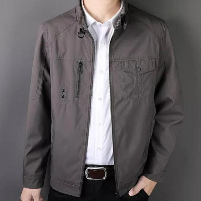 Jaket Santri Pria Jas Guru/Anak Sekolah Formal Slim Fit Kantor Casual Katun Tebal Zipper murah