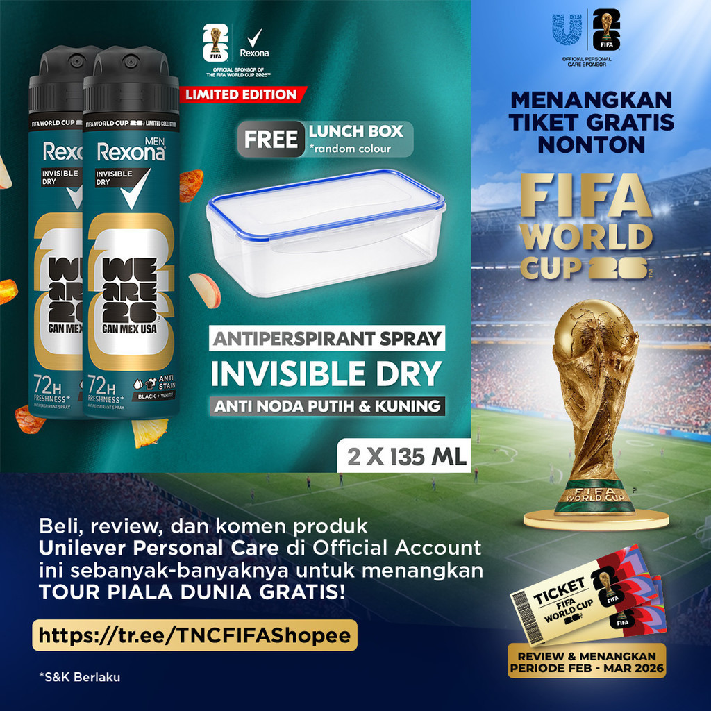 BUY 2 REXONA MEN LIMITED EDITION FIFA ANTIPERSPIRANT AEROSOL DEODORANT SPRAY INVISIBLE DRY 135ML FRE