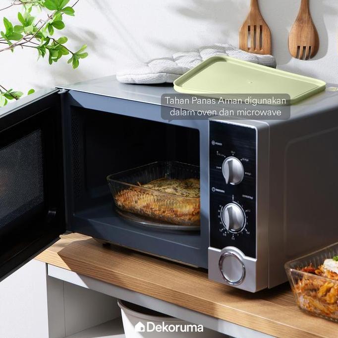 Dekoruma YUKATA Piring Oven Saji Kaca / Kaca Pirex / Piring Kaca Tahan Panas - 1400 ml dengan Tutup 