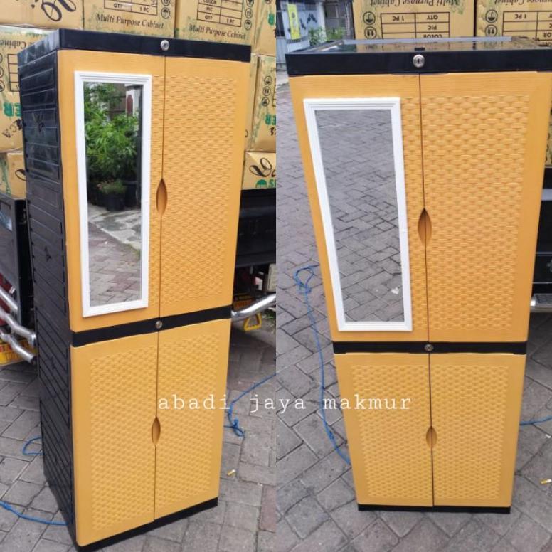 Bergaransi Promo  Lemari Plastik Kaca + Kunci Mini/ Lemari Plastik Kaca / Lemari Diva Mini Super / L