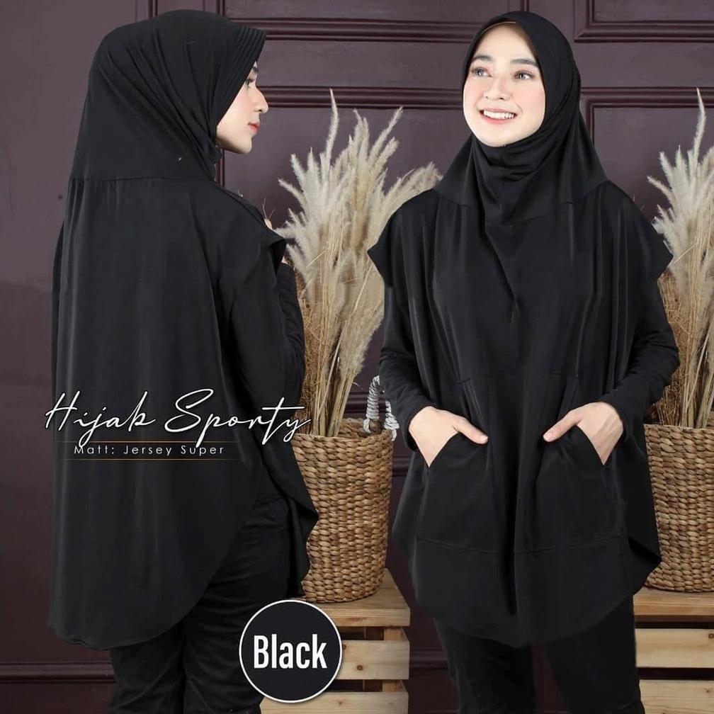 hot sale falisha saku jilbab khimar hijab sporty lengan saku jersy streach | kerudung olahraga jumbo