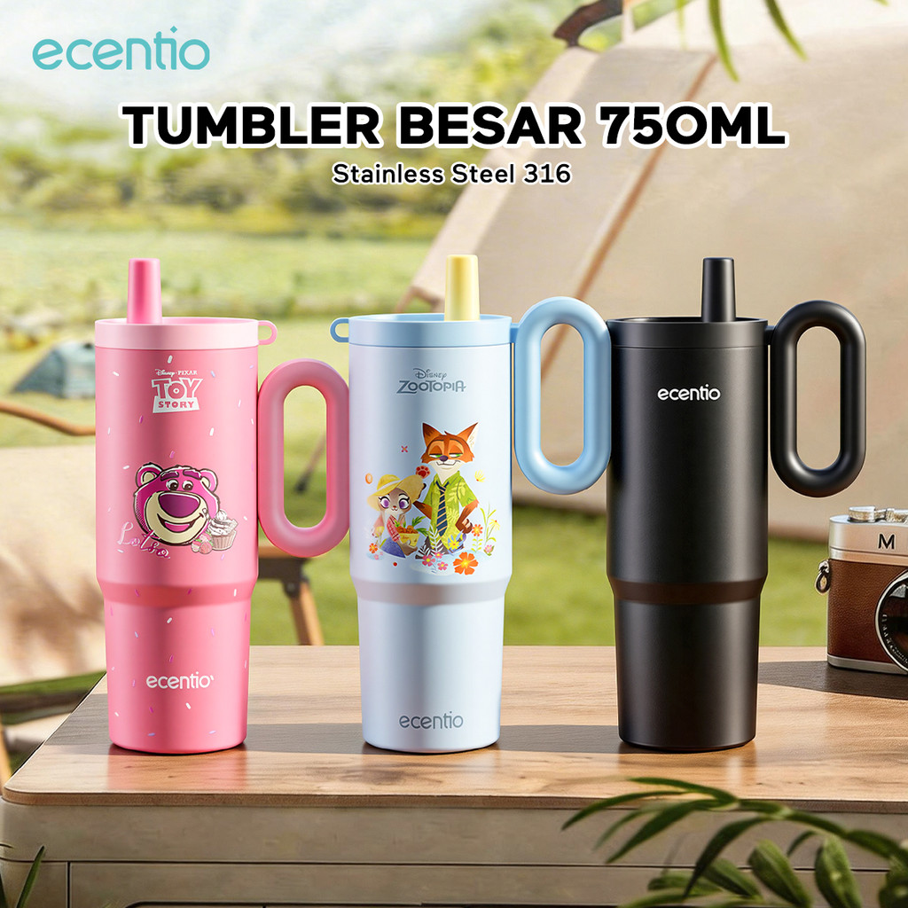 [Gratis gift] Ecentio Disney Zootopia/Lotso 750ml tumbler stainless 316 sedotan botol minum anak min