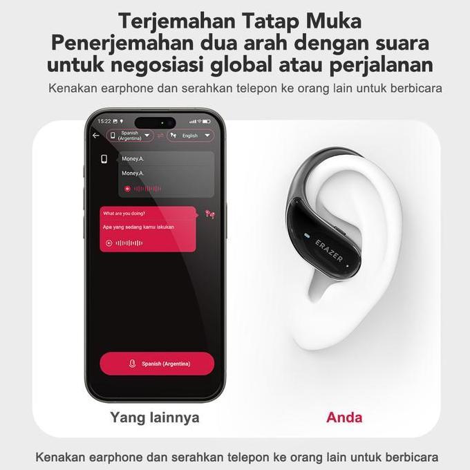 Morwe- Lenovo Erazer Xt80Pro Headset Terjemahan Pintar Ai True Wireless Bluetooth Earphone Sport Tws