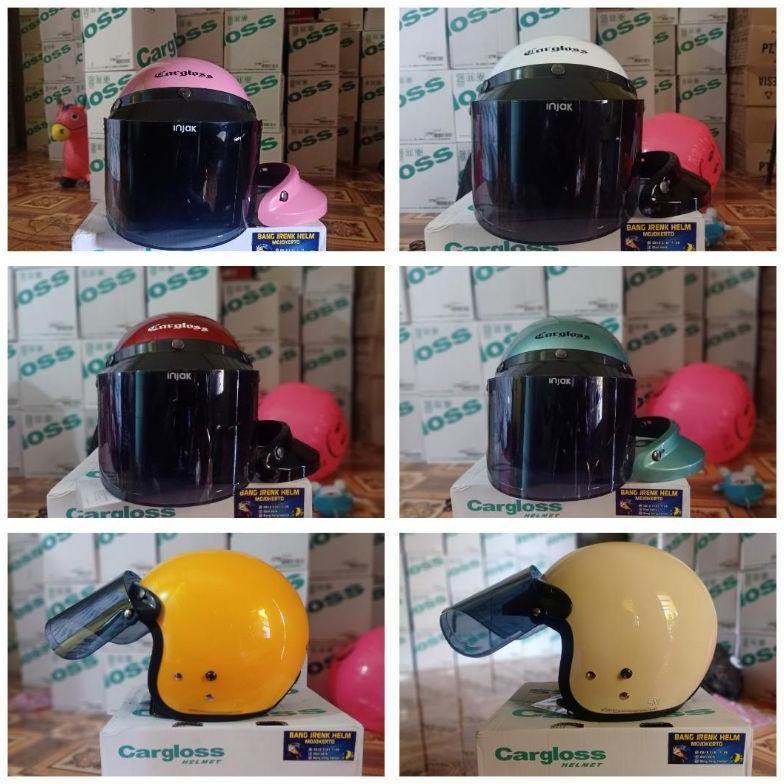 Helm cargloss original free kaca datar injak