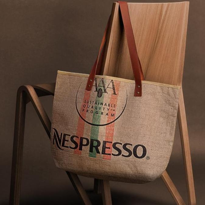 Jute Tote Bag Rami Original Nespresso - Coffee Bag Tas Jinjing Goni Limited murah