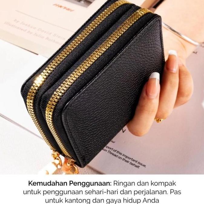 Dompet Lipat Wanita 2 Resleting Dompet Wanita Kulit Lenia Kecil Slot Kartu Uang Koin murah