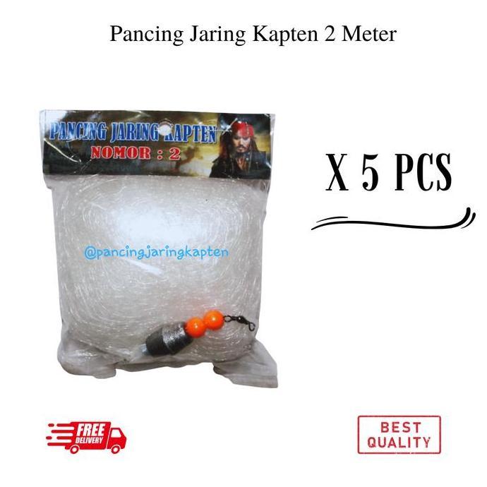 5 Pcs Pancing Jaring Kapten 2 Meter Bom Net Ikan Nila Tanpa Umpan Siap Pakai