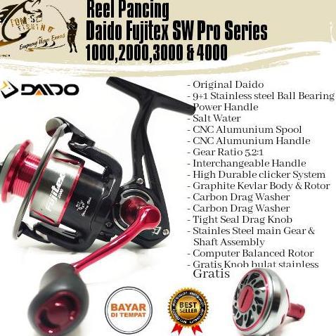 Reel Pancing Daido Fujitex SW Pro Series 1000-4000 (9+1Bearing) Salt Water Berkualitas - Toms Fishin