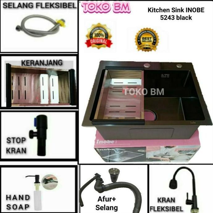 kitchen sink jkm 5243 hitam doff/sink jkm 5243 black stainless sus 304