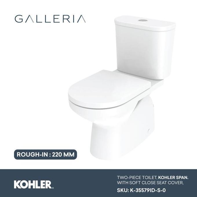 TERLARIS KOHLER SPAN 2PC TOILET 220MM W/ QUIET CLOSET SEAT K-35579ID-S-0 / KOHLER KLOSET