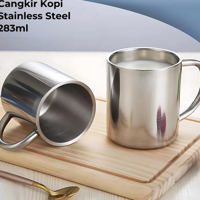Mug Stainless Tebal Cangkir Kopi Stainless Steel 283Ml