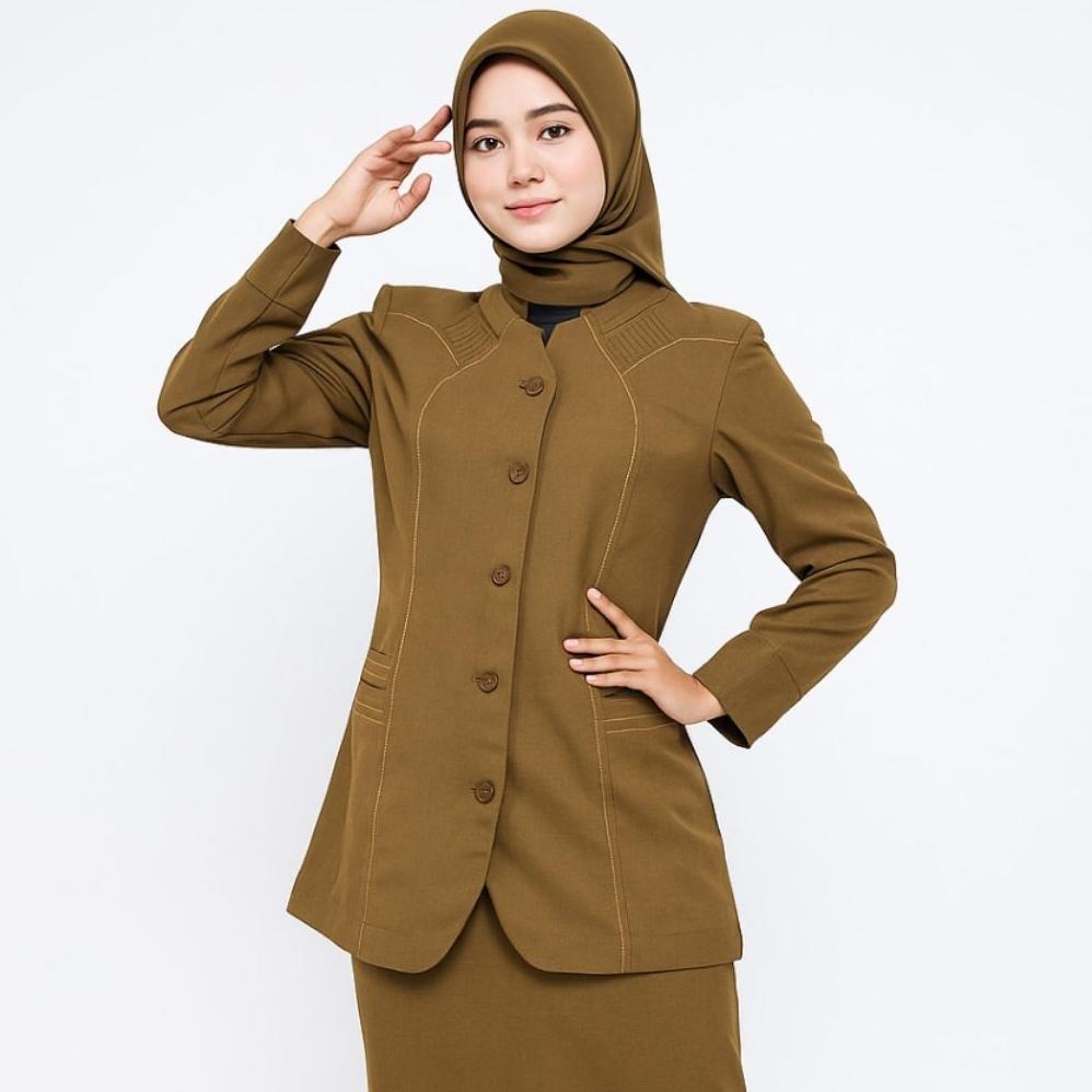 Termurah / Hot Sale Seragam Pns Wanita Kerah Shanghai Pemda Tua Muda Size Ss-5L | Baju Guru Dinas