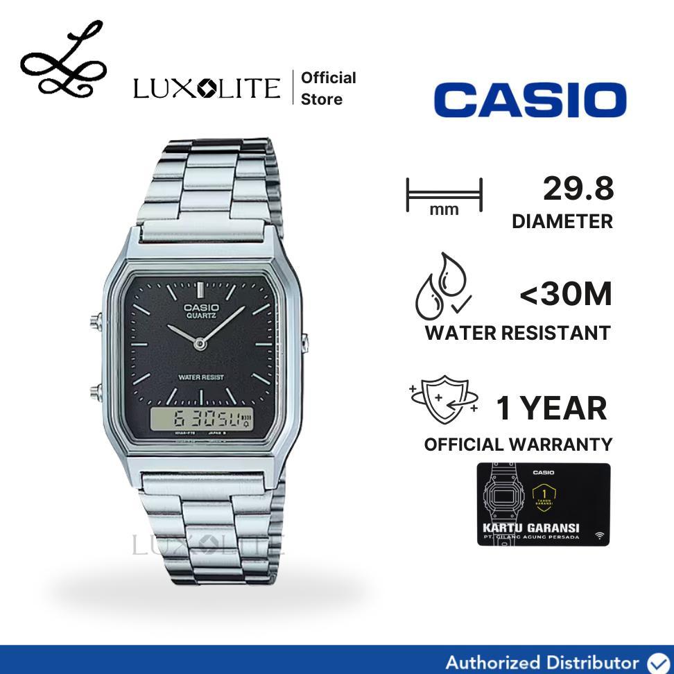 HOT [Luxolite] CASIO Jam Tangan Unisex Digital Analog AQ-230A-1DF AQ-230A-1D Stainless Steel Strap A