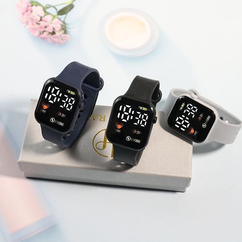 TERBARU littlefeliz JA07 Jam Tangan LED Digital Pria Wanita Rubber Electronic Fashion Couple Anak Re