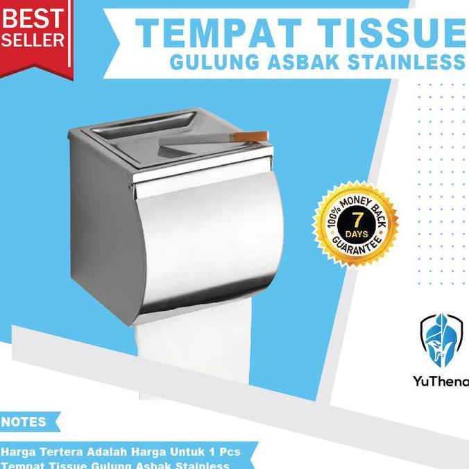 BEBAS ONGKIR - Tempat tisu gulung Asbak stainless 304 Rak tissue stainles Rokok
