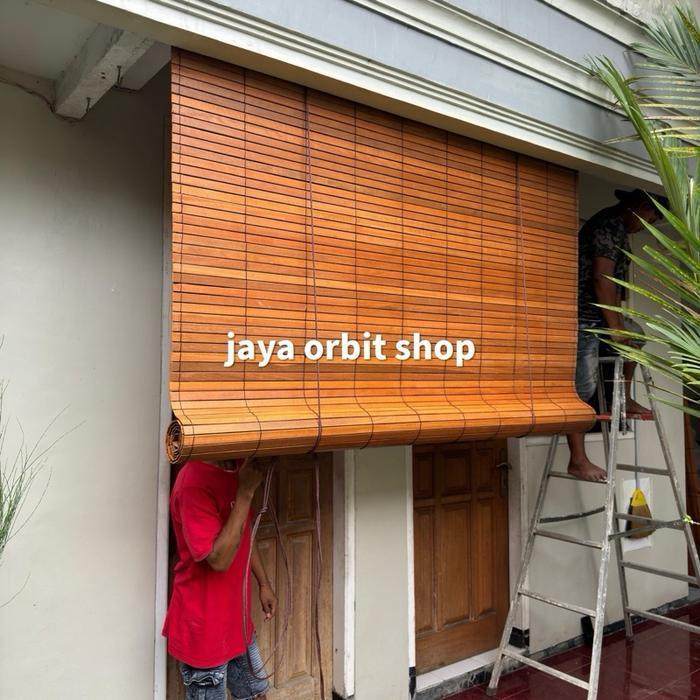 Tirai krey kayu L 1,5m x T 3m / tirai kayu outdoor / tirai kayu gulung / krey kayu outdoor | krei ka