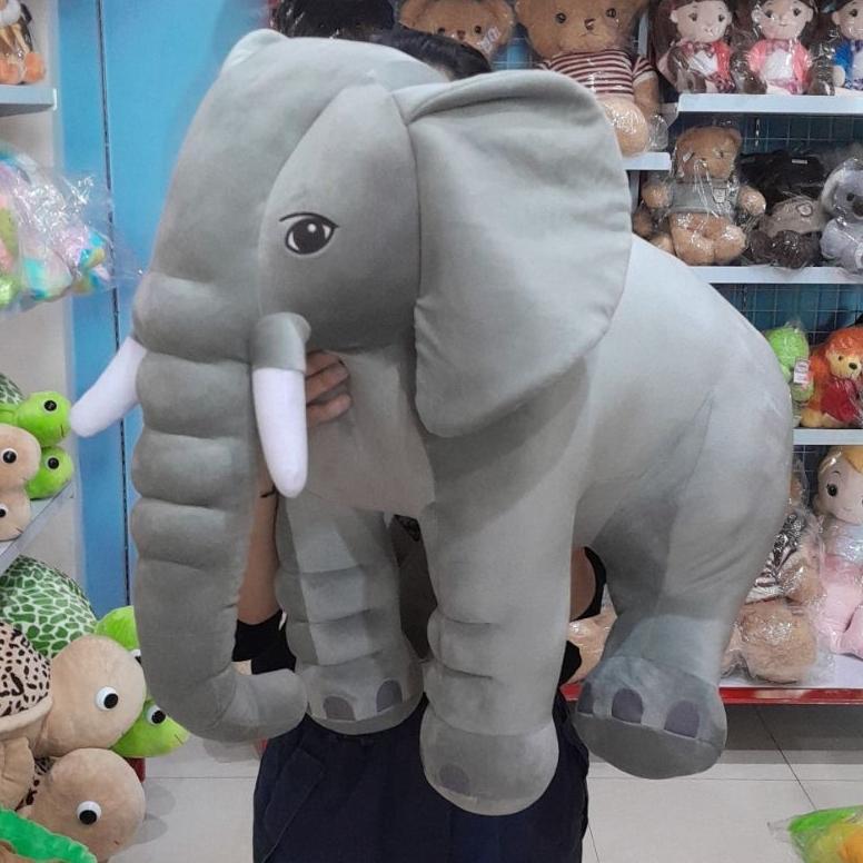 Murah Boneka Gajah Besar Elephant Jumbo Abu-Abu Bahan Halus & Lembut