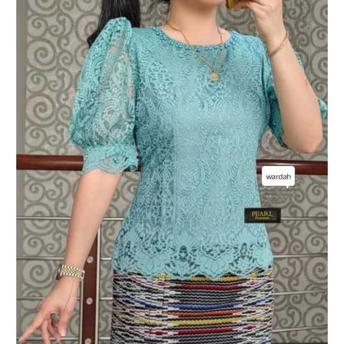 100% Aman Bf Blus Premium  Model Tangan Balon Baju Atasan Kebaya Brokat Bali Terlaris Pakaian Tradis