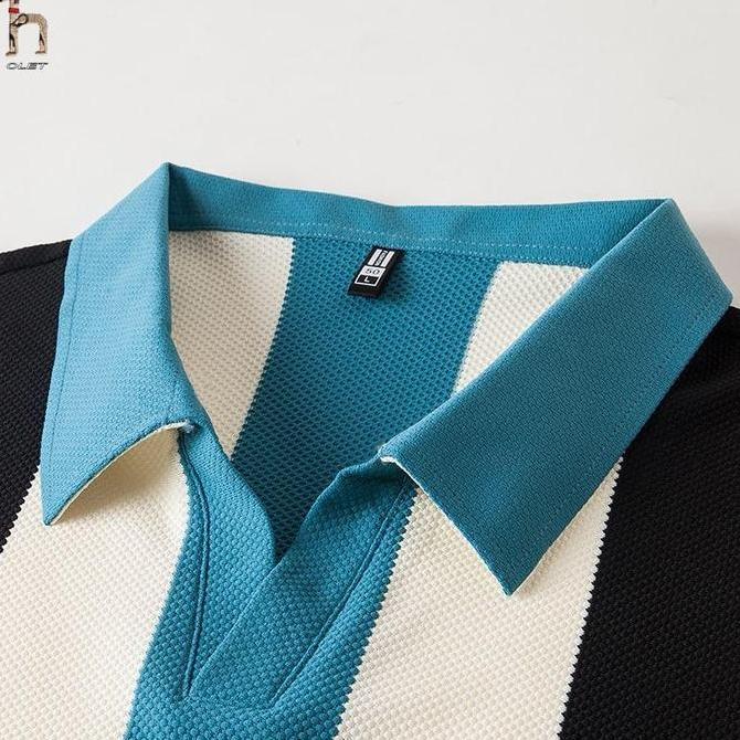 Olet Polo Shirt Pria Kaos Polo Garis Kemeja Polo Bergaris Vertikal Premium Dengan Desain Garis Verti