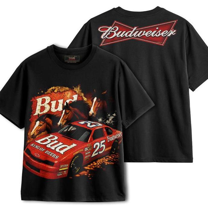 TFLIKS | NASCAR BUDWEISER KAOS SPORT TSHIRT OVERSIZE UNISEX HITAM