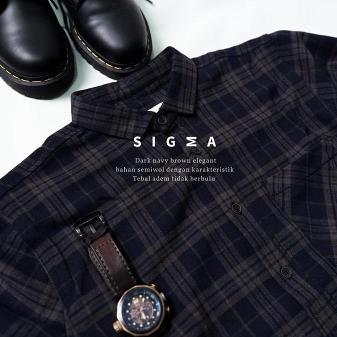 Kemeja Flanel Pendek Semi Wool Premium  Unisex Kemeja Pria Dan Wanita Motif Kotak 29