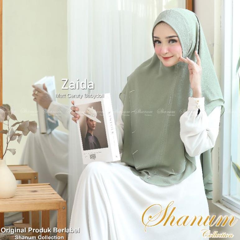 Official Jilbab Syari Zaida Khimar 2 Layer Jumbo Jilbab Syari Kerudung Jumbo Ceruty Babydoll