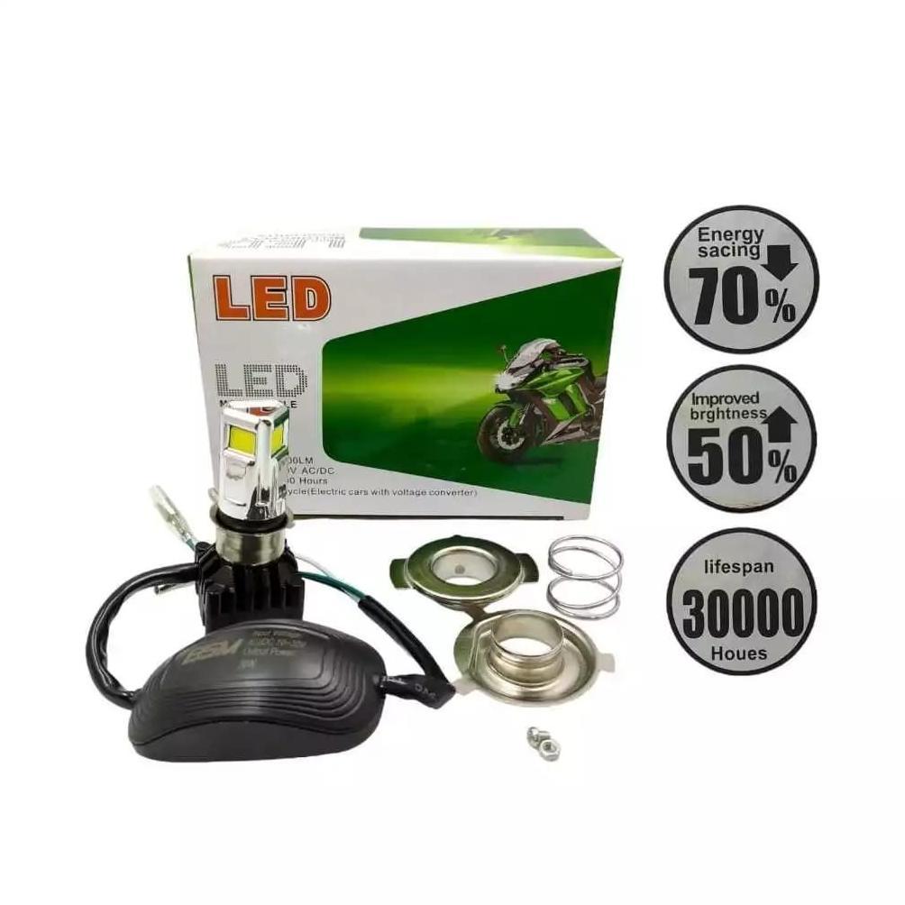 Diskont Lampu Depan Led Motor Universal Lampu Led Motor 6 Sisi M02E Terang Putih Ac Dc Plus Kipas Pe