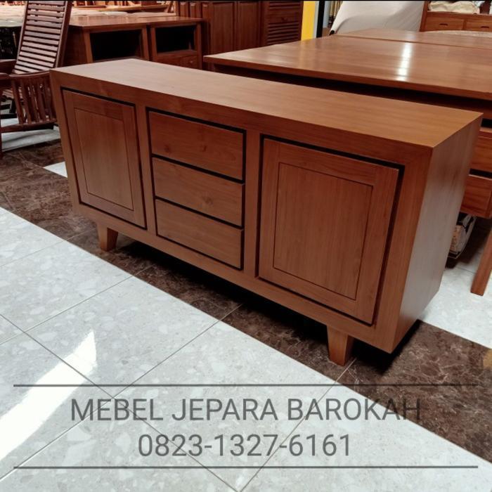 Meja Bufet Tv Almari Rak Tv Panjang 180cm Kayu Jati