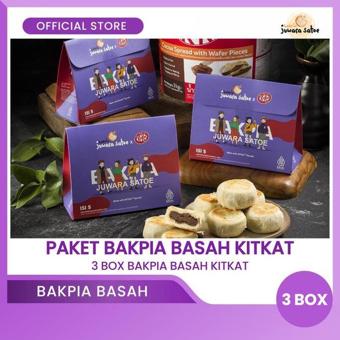 JUWARA SATOE  [ 3 BOX ] PAKET BAKPIA BASAH KITKAT - OLEH-OLEH KHAS JOGJA