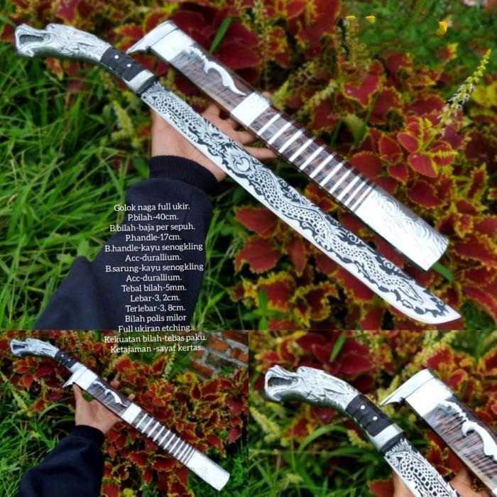 GOLOK KERJA PARANG BERKEBUN FULL ETCHING NAGA BAJA PER TAJAM