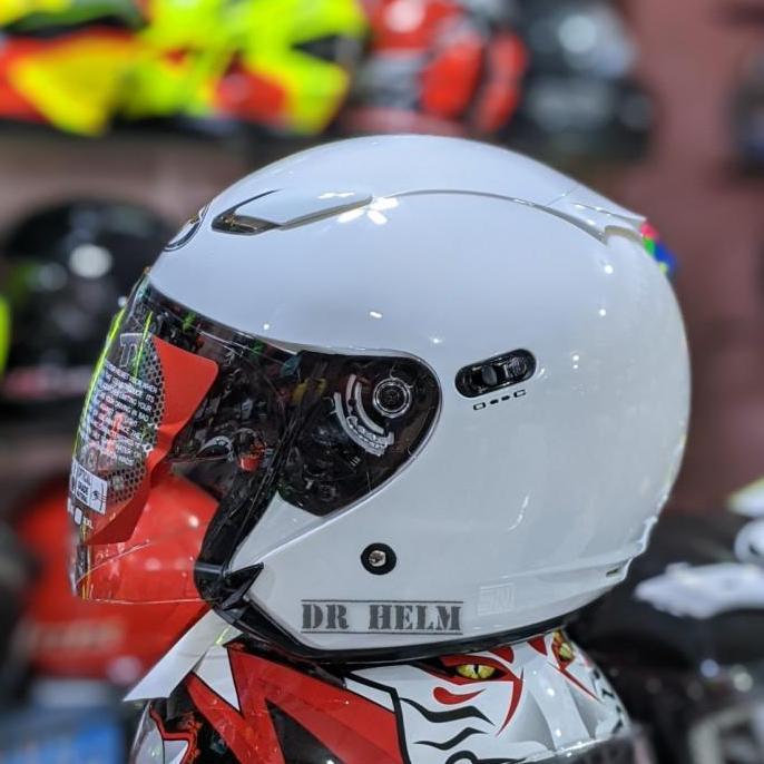 HELM KYT DJ MARU MAXI SOLID WHITE DOUBLE VISOR half face