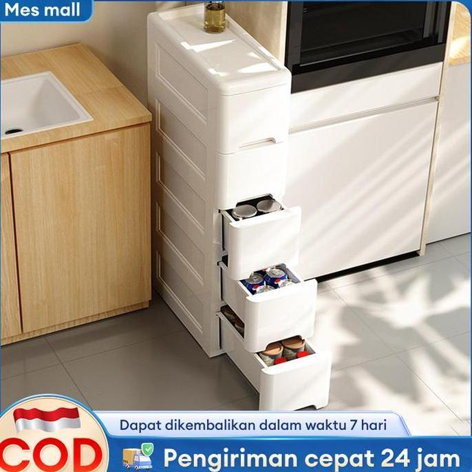 COD 60%diskon Lemari laci lebar 15/20/25 cm lemari sandwich laci ultra-tipis lemari putih dengan rod