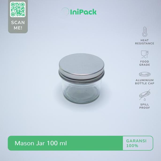Jar Kaca 100 ML / Mason Jar Kaca 100 ML Tutup ALUMINIUM