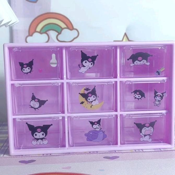RK2162 Kotak Laci 9 sekat Sanrio FREE STICKER Box Laci Aksesoris Mini